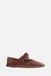 Hereu Brown Llasada Supple Shiny Ballerina Flats In Brown
