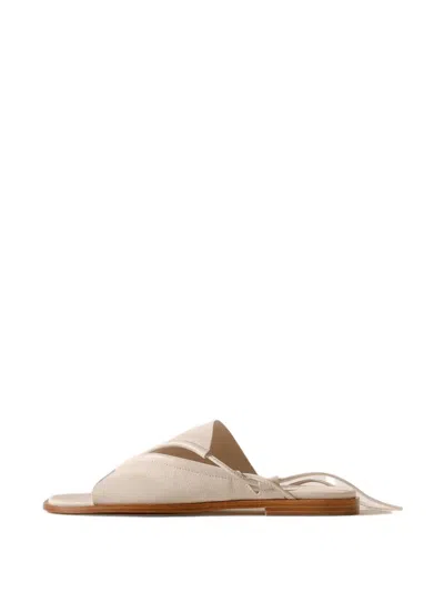 Hereu Clavaal Leather Flat Sandals In Neutral