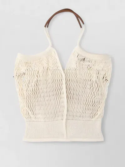 Hereu Cotton Shoulder Tote Bag Mesh Design