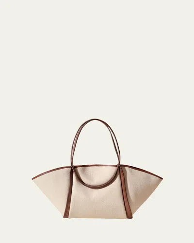 Hereu Cuber Organic Cotton & Leather Tote Bag In Brown