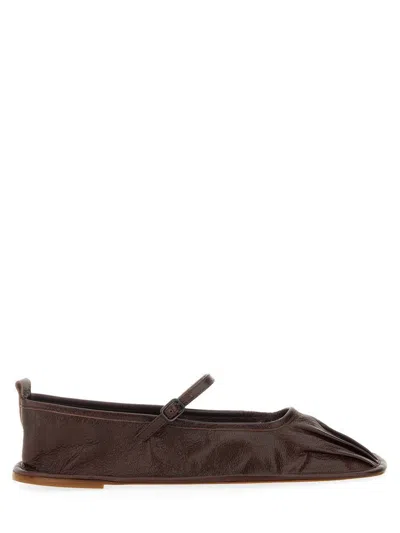 Hereu Dansa Supple Leather Ballerina Shoes In Brown