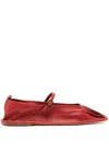 Hereu Red Dansa Supple Shiny Ballerina Flats In Red