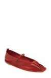 Hereu Red Dansa Supple Shiny Ballerina Flats In Chili Red