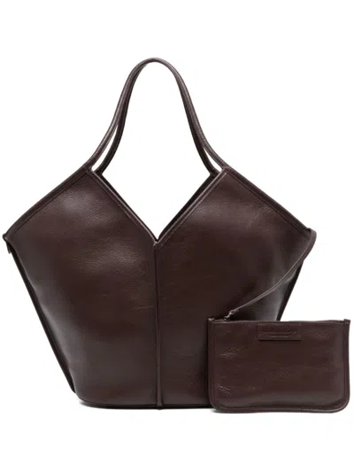 Hereu Calella Distressed Leather Shoulder Bag In Brown