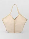 Hereu Cream White Linen Tote Bag With Leather Details In Neutral