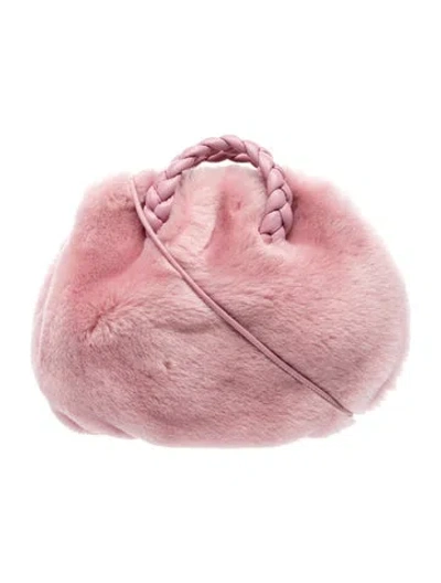 Pre-owned Hereu Faux Fur Top Handle Bag In Pink