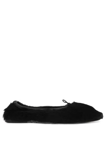 Hereu Faux-shearling Balleria Shoes In Black