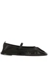 Hereu Black Dansa Supple Shiny Ballerina Flats In Ebony