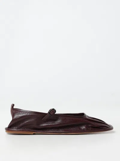 Hereu Puntera Leather Flat Ballerina Shoes In Braun