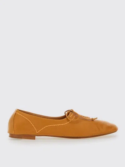 Hereu Artisan Bow Detail Flat Shoes In Orange