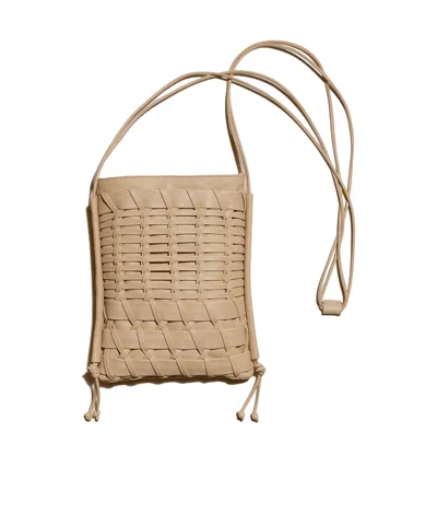 Hereu Flat Square Crossbody Bag In Nude