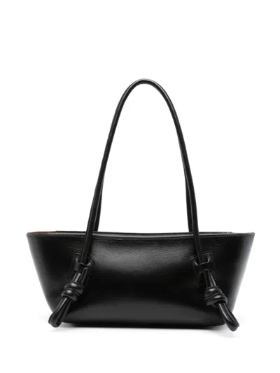 Hereu Fleca Knotted Leather Baguette Bag In Black