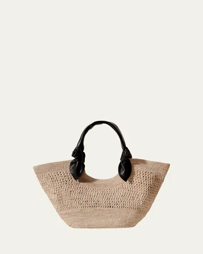 Hereu Fonol Knot Raffia Tote Bag In Natural Black