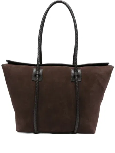 Hereu Forna Braided Suede Tote Bag In Brown