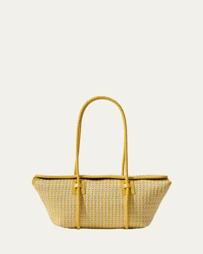 Hereu Forna Striped Raffia Shoulder Bag In Brown