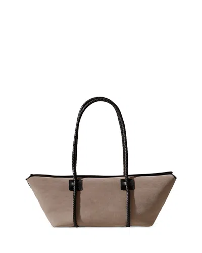 Hereu Forna Suede Leather Framed Shoulder Bag In Beige