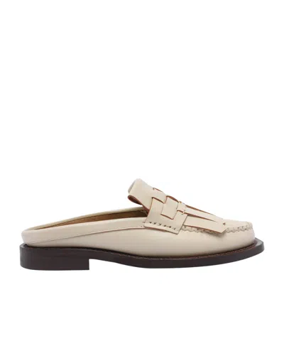 Hereu Fringe Detailing Mules In Beige