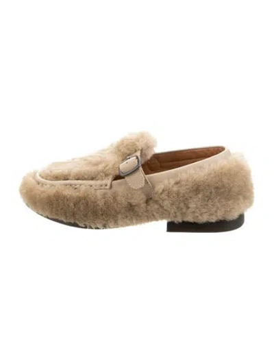 Pre-owned Hereu Fur Loafers In Yellow
