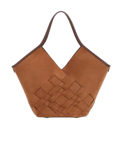Hereu Interlock V-shape Tote Bag In Brown