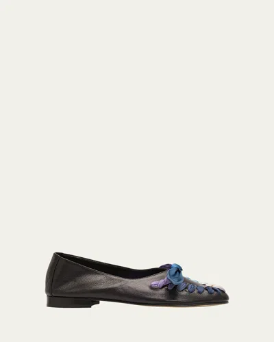 Hereu Juliol Foulard Leather Deconstructed Loafers In Black