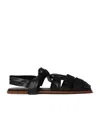 Hereu Bena Woven Bow Flat Sandals In Black