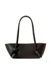 Hereu Textured Shoulder Bag Knotted Handles In Brown