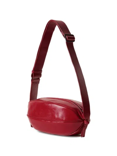 Hereu Large Boya Distressed Leather Crossbody Bag In Red