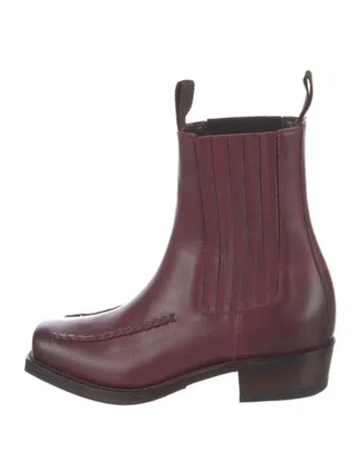 Pre-owned Hereu Leather Boots In Burgundy