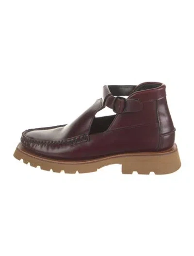 Pre-owned Hereu Leather Boots In Burgundy