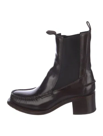 Pre-owned Hereu Leather Chelsea Boots In Black