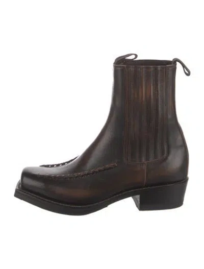 Pre-owned Hereu Leather Chelsea Boots In Brown