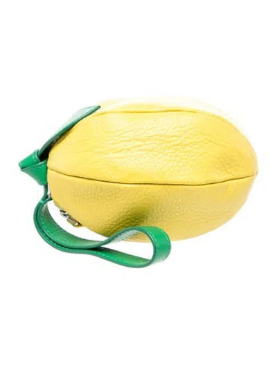 Pre-owned Hereu Leather Clutch In Green/yellow