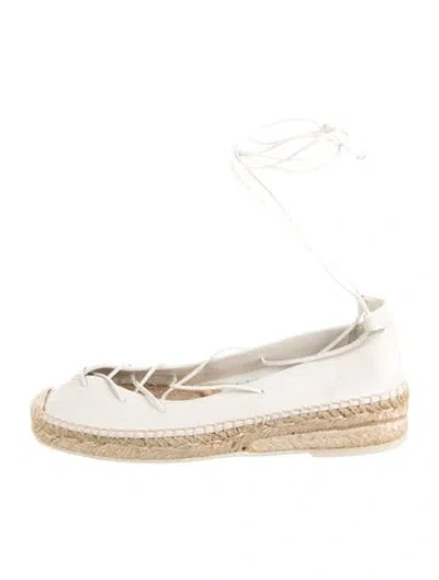 Pre-owned Hereu Leather Colorblock Pattern Slingback Flats In White