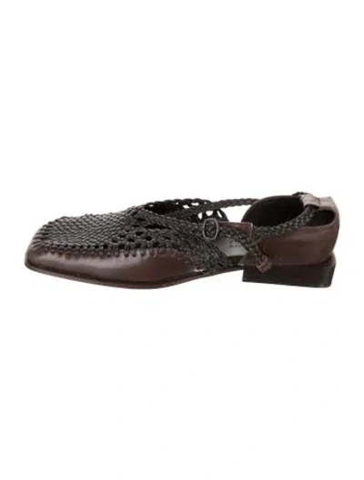 Pre-owned Hereu Leather D'orsay Flats In Brown