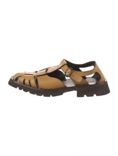 Pre-owned Hereu Leather D'orsay Flats In Neutral