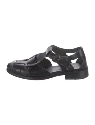 Pre-owned Hereu Leather Flats In Black