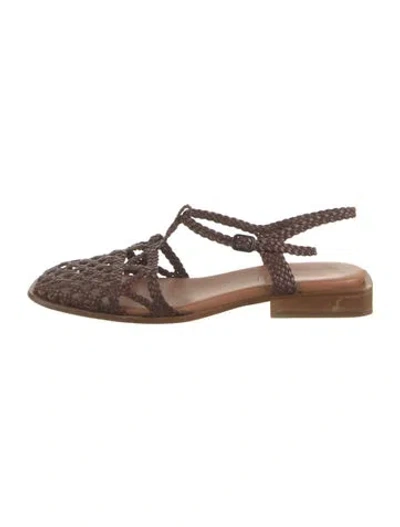 Pre-owned Hereu Leather Flats In Brown