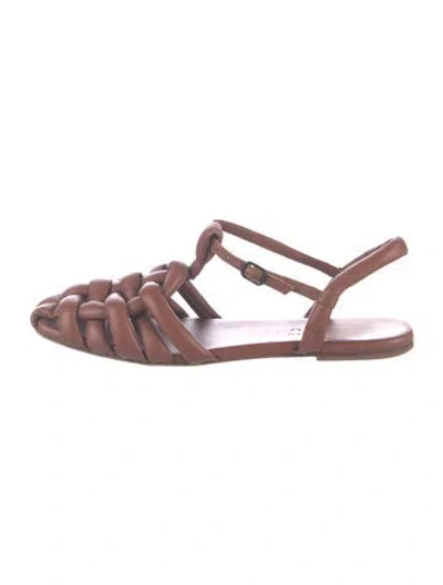 Pre-owned Hereu Leather Flats In Brown