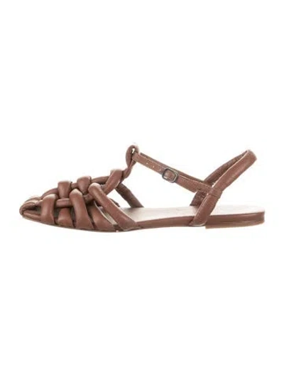 Pre-owned Hereu Leather Flats In Brown