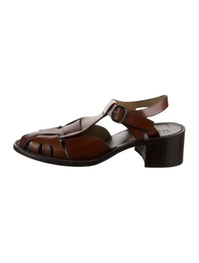 Pre-owned Hereu Leather Flats In Brown