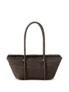 Hereu Leather-framed Raffia Shoulder Bag In Brown