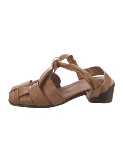 Pre-owned Hereu Leather Gladiator Sandals In Brown