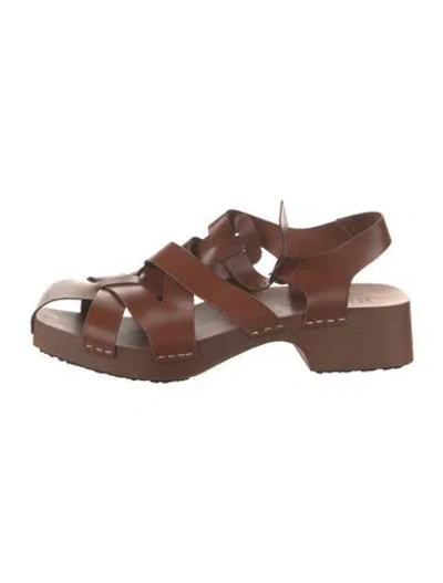 Pre-owned Hereu Leather Gladiator Sandals In Brown