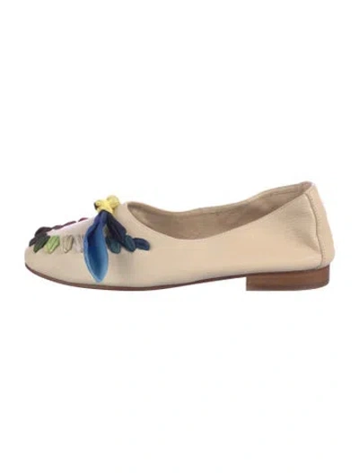 Pre-owned Hereu Leather Graphic Print Ballet Flats In Neutral