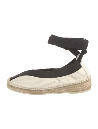 Pre-owned Hereu Leather Grosgrain Trim Espadrilles In Neutral