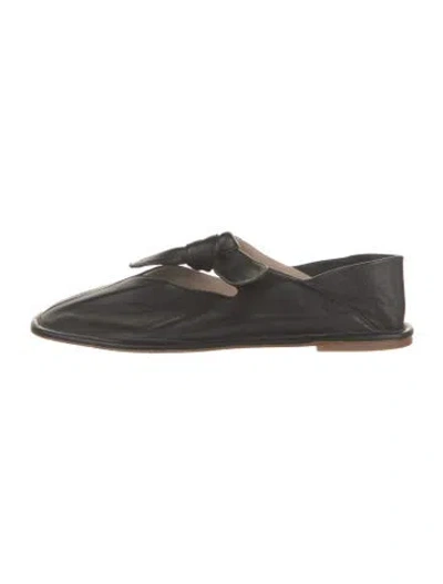 Pre-owned Hereu Leather Mary Jane Flats In Black