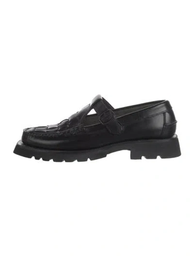 Pre-owned Hereu Leather Mary Jane Flats In Black