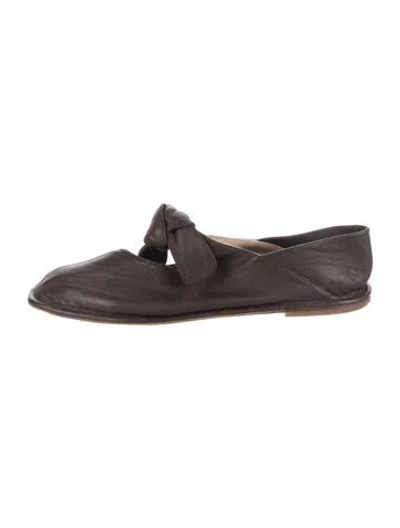 Pre-owned Hereu Leather Mary Jane Flats In Brown