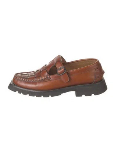 Pre-owned Hereu Leather Mary Jane Flats In Brown