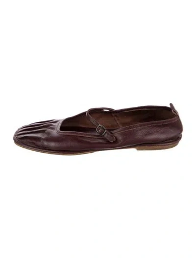 Pre-owned Hereu Leather Mary Jane Flats In Burgundy